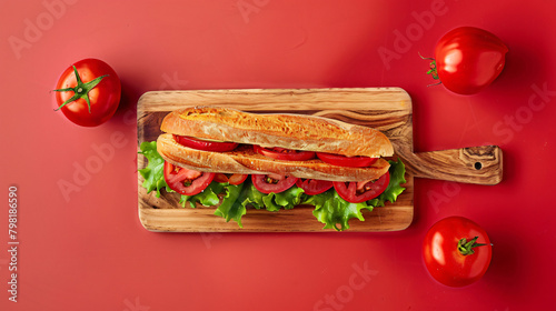 Fresh sandwich on cutting board with healthy © Julie