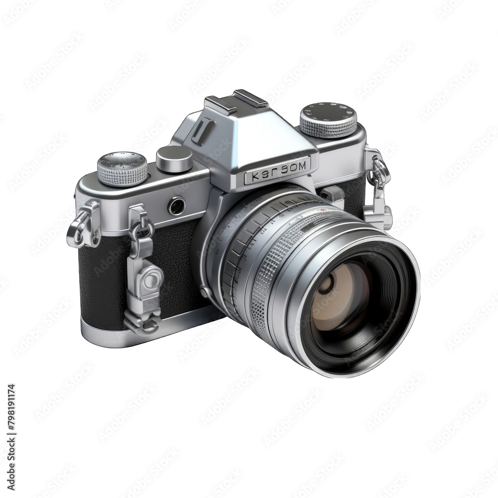 3D Camera on white background. DSLR camera isolated on a white background. 3D Rendering