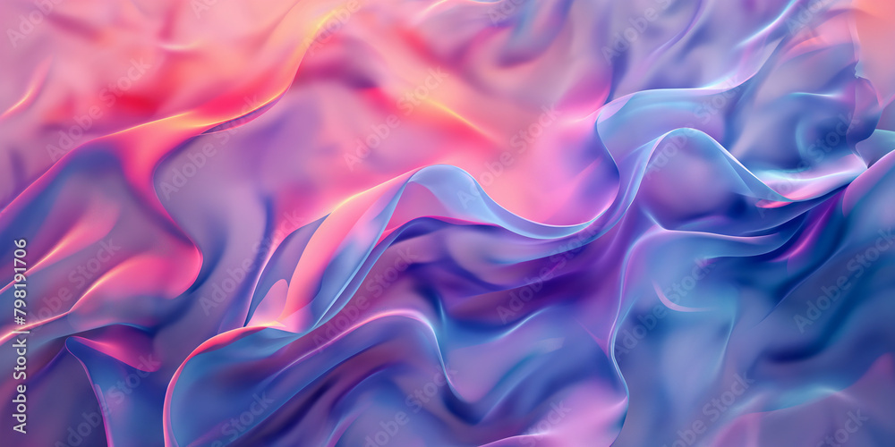 Obraz premium Iridescent silk waves. Abstract and vibrant texture with a smooth blend of rainbow colors. Background with copy space for luxury and fashion design.