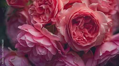 A stunning close up of a bunch of exquisite large pink roses