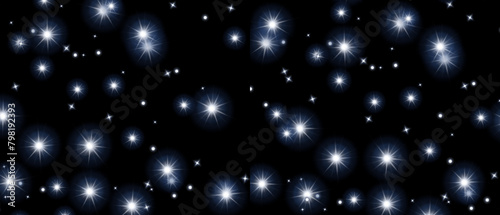 bokeh light and star shining in dark background overlay effect on black screen technology lights on stage light in background illustration overly effects light rays and beams shiny back ground 