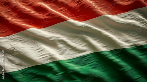 a large waving Hungarian flag
