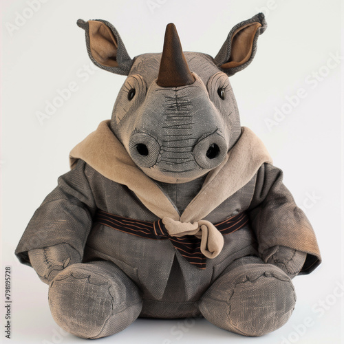 Sepia Sophistication: Insightful Graduate Sepia Rhino Plushie with Sash