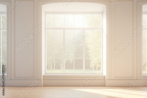 A room interior with large window light architecture transparent.