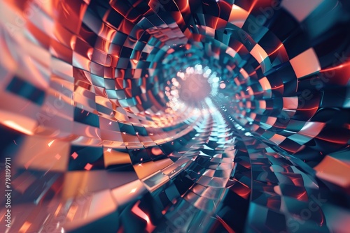 Hypnotic 3D patterns cascading through a digital realm of geometric wonders