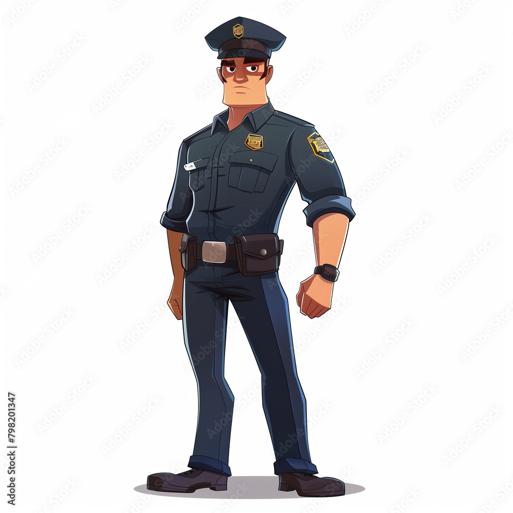 Police officer dressed in uniform. Policeman isolated on white background Police officer dressed in uniform. Policeman isolated on white background
