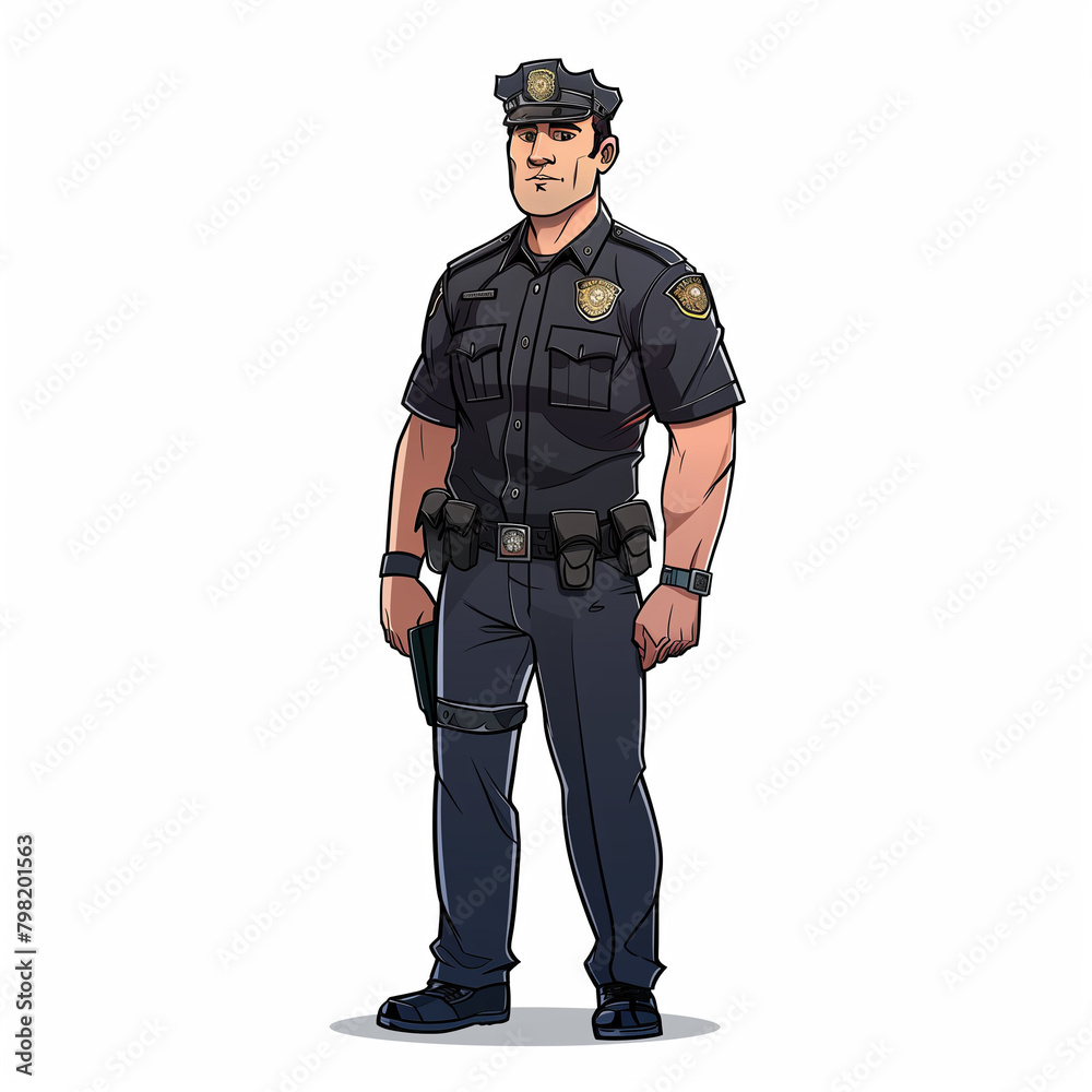 Police officer dressed in uniform. Policeman isolated on white background Police officer dressed in uniform. Policeman isolated on white background