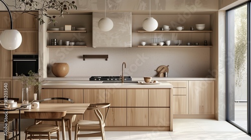 Scandinavian-inspired kitchen with clean lines and light wood cabinets © Adnan saheem