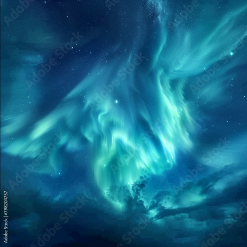 Shimmering Beauty of the Polar Aurora Borealis in the Night Sky