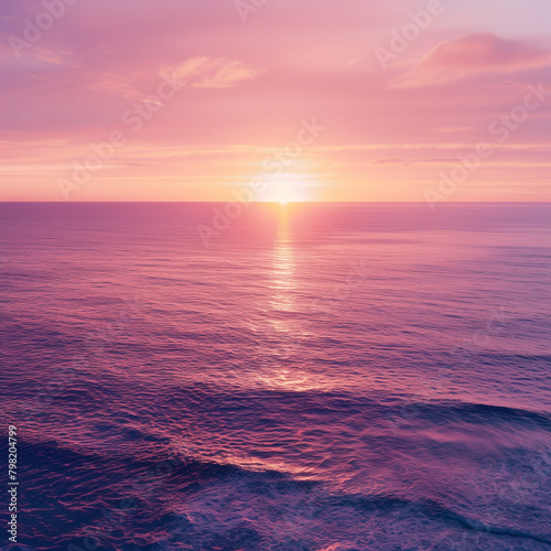 Glowing Ocean Sunset  Twilight Horizon Over the Sea