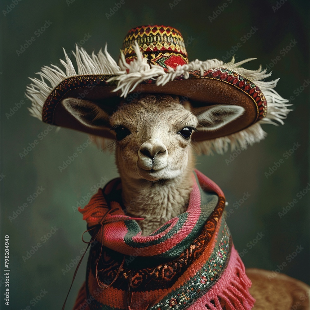Animals wearing sombreros or other Mexican accessories