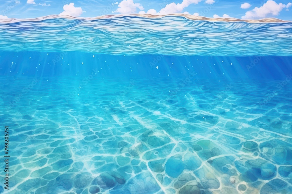 Ocean backgrounds underwater outdoors, digital paint illustration.