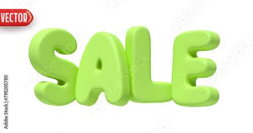 Sale 3d green text. Sale letter isolated on background. vector illustration