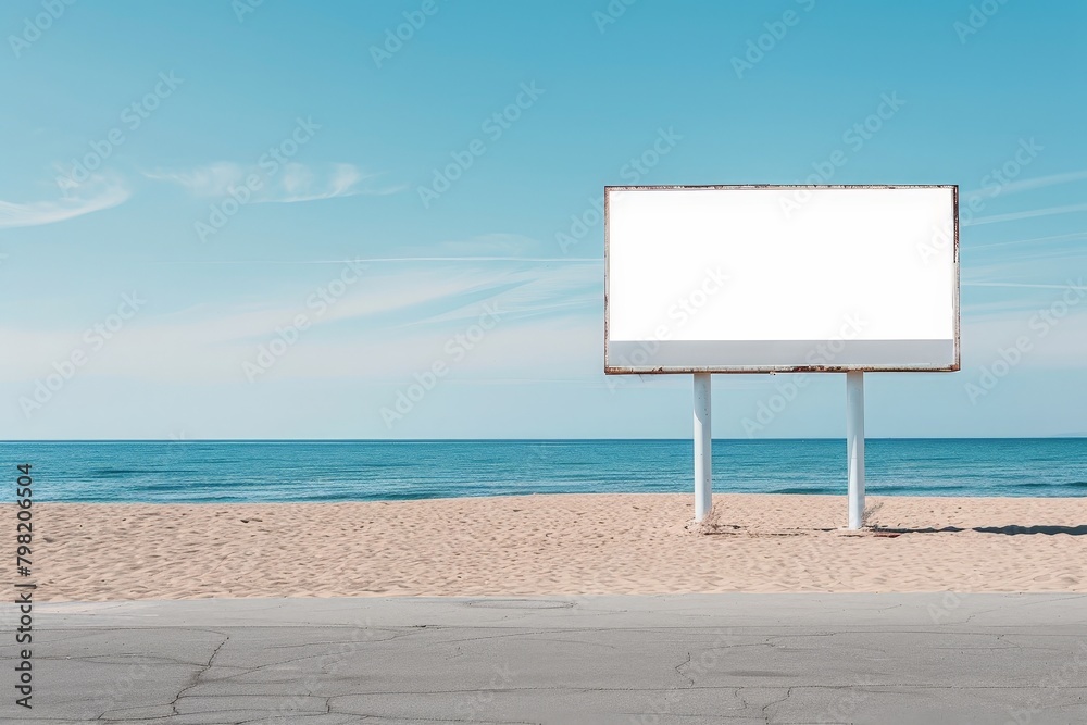 Large White Billboard on Sandy Beach Large White Billboard on Sandy Beach