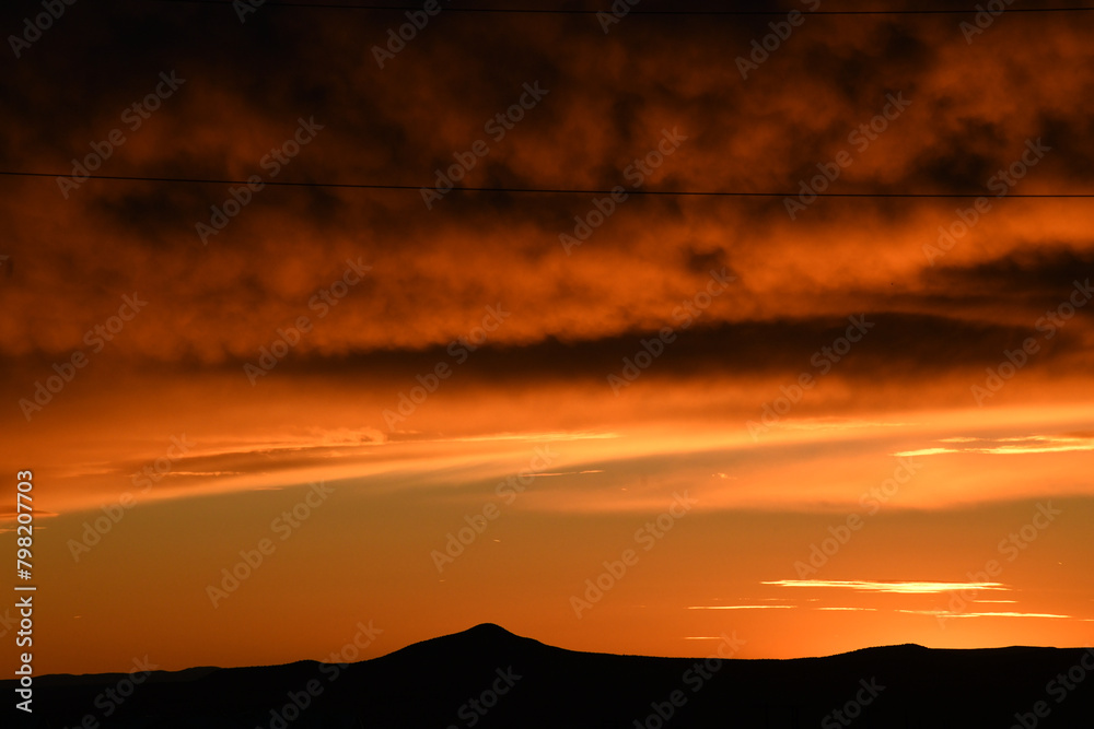 Orange Clouds Sunset Desert