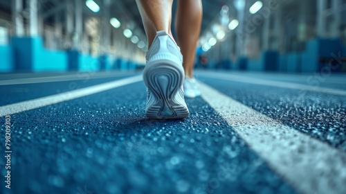 Close Up of a Person Running on a Track. Generative AI