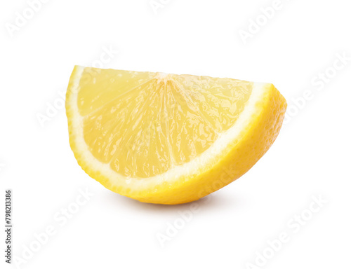 Citrus fruit. Slice of fresh lemon isolated on white