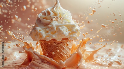 A Delectable Depiction Of An Ice Cream Cone Melting.