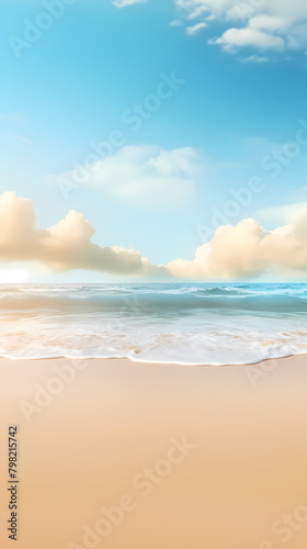 Beautiful summer background with sandy beach and waves
