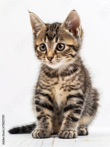 Striped kitten on the white background © Olivia