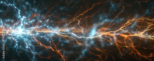 Bright energetic plasma and lightning fractals. banner