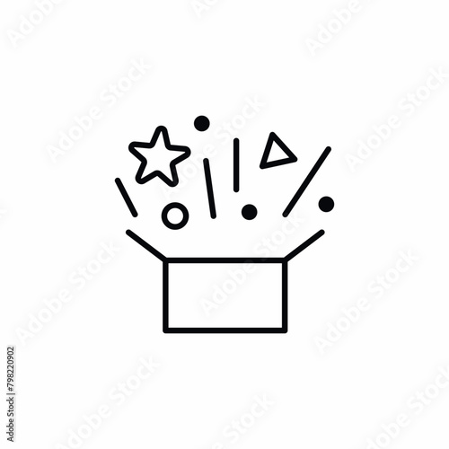 unboxing package fun confetti icon