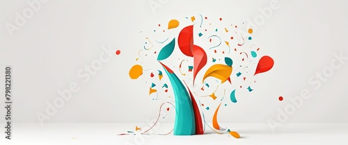 Colorful banner mockup on white background with several abstract colored elements