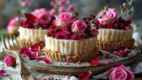  Pink flowers on top of cake
