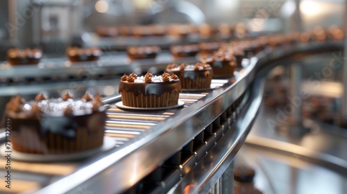 Automated Chocolate Tart Production Line in Modern Factory