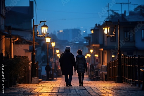 Couple walking silhouette photography city sunset togetherness.
