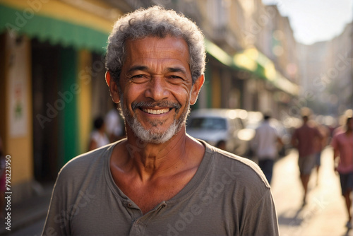 Elderly old man in a small town / Latino smiling to the camera photo