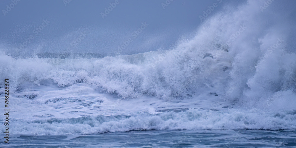 wild waves on the Atlantic porthtowan cornwall uk panorama 