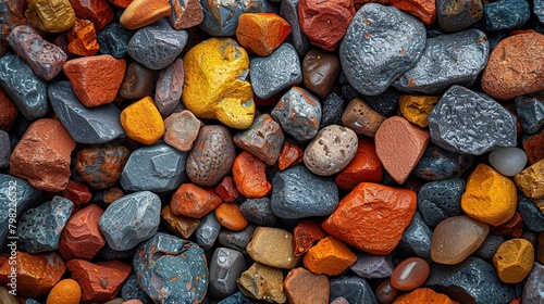  Close-up of multicolored and sized rocks stacked on top of each other