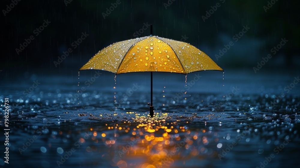 Yellow Umbrella in Puddle