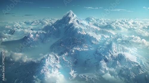 View of Mountain Summit in Sky
