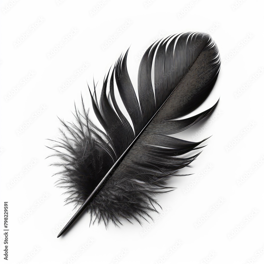 Black feather isolated on a white background Black feather isolated on a white background