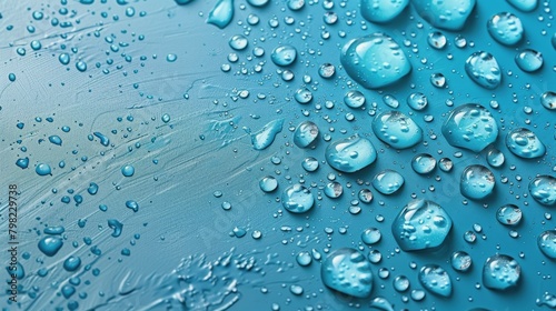 Close Up of Water Droplets on Blue Surface