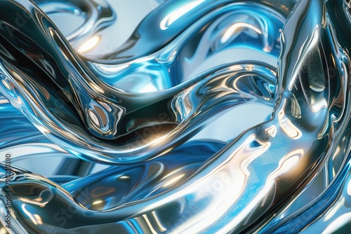 Liquid chrome tendrils undulate in an otherworldly ocean of refracted light and shadow photo