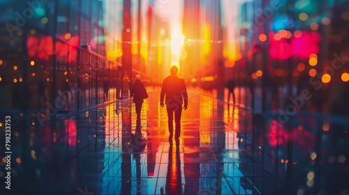 Couple Walking Down City Street