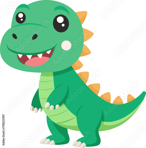 Adorable Baby T-Rex Cartoon Graphic  Ideal for Creating Playful and Engaging Kids  Merchandise and Toys  Transparent Background  Png  Svg