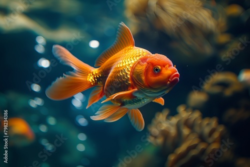 Vivid Orange Fish in Aquarium