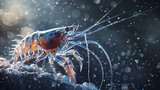 Krill tiny shrimp-like crustaceans very numerous  
