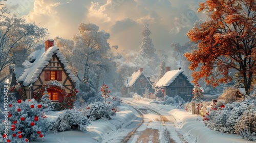 Busy Snowy Street Traffic