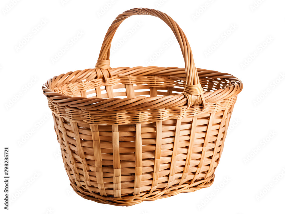 Wicker Basket Isolated on Transparent Background Wicker Basket Isolated on Transparent Background