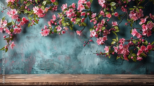 Wooden Table Covered With Pink Flowers