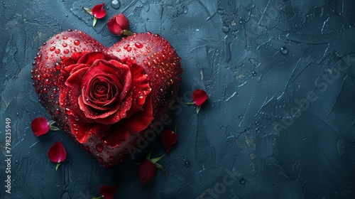 Two Red Roses and a Heart on a Table