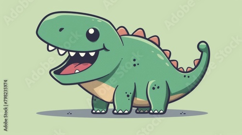 A cartoon dinosaur with a big smile on its face  AI