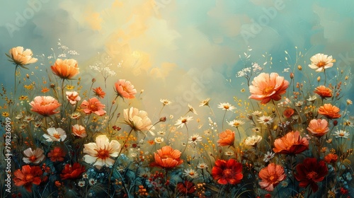 Field of Purple and Blue Flowers