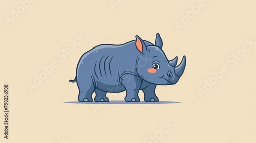 A cartoon rhino with big eyes and a pink nose  AI