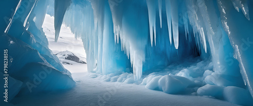 Arctic Cave Explorer: Icy Blue Depths Generative AI